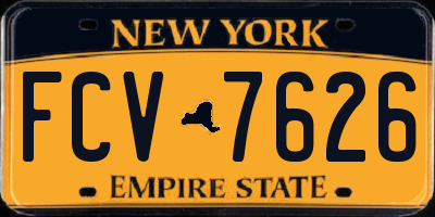 NY license plate FCV7626