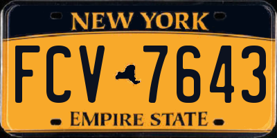 NY license plate FCV7643