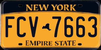 NY license plate FCV7663