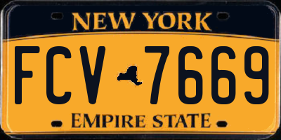 NY license plate FCV7669