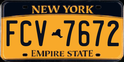 NY license plate FCV7672