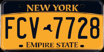 NY license plate FCV7728