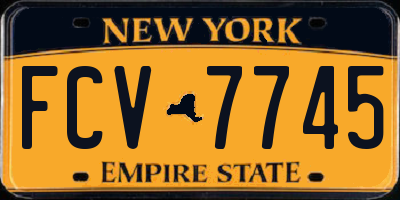 NY license plate FCV7745