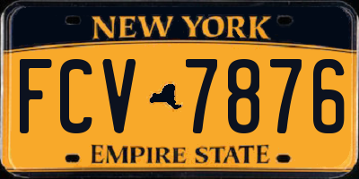 NY license plate FCV7876