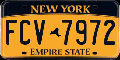 NY license plate FCV7972