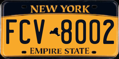 NY license plate FCV8002
