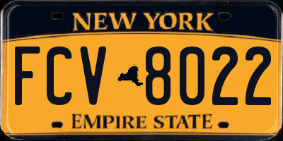 NY license plate FCV8022