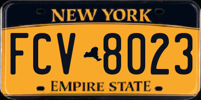 NY license plate FCV8023