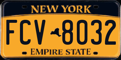 NY license plate FCV8032