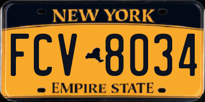 NY license plate FCV8034