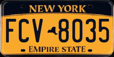 NY license plate FCV8035