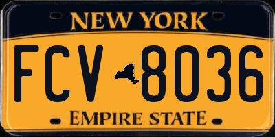 NY license plate FCV8036