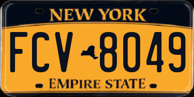NY license plate FCV8049