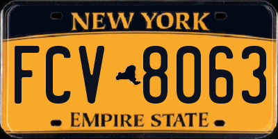 NY license plate FCV8063