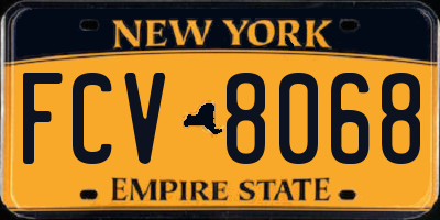 NY license plate FCV8068