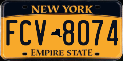 NY license plate FCV8074