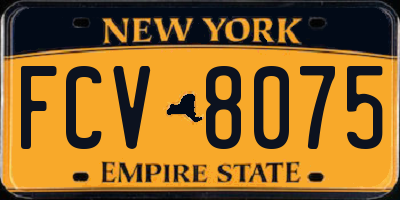 NY license plate FCV8075