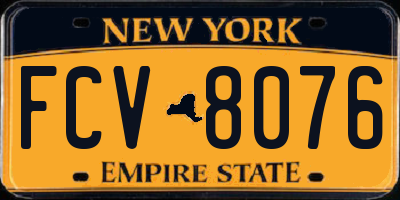 NY license plate FCV8076