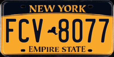 NY license plate FCV8077