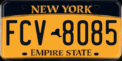 NY license plate FCV8085