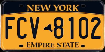 NY license plate FCV8102