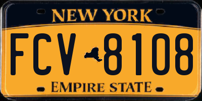 NY license plate FCV8108