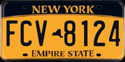 NY license plate FCV8124