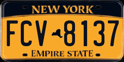NY license plate FCV8137