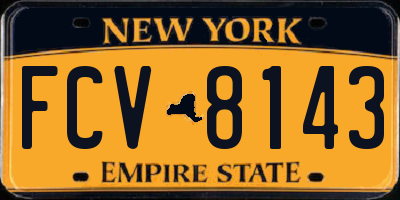 NY license plate FCV8143