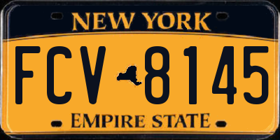 NY license plate FCV8145