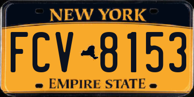 NY license plate FCV8153
