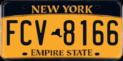 NY license plate FCV8166