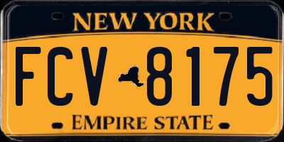 NY license plate FCV8175