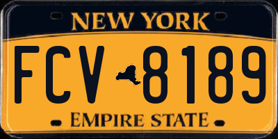 NY license plate FCV8189