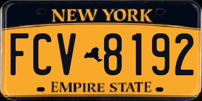 NY license plate FCV8192
