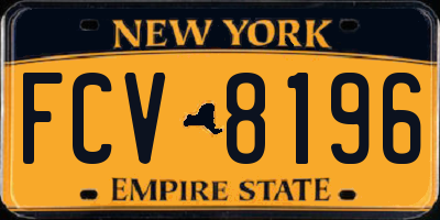 NY license plate FCV8196