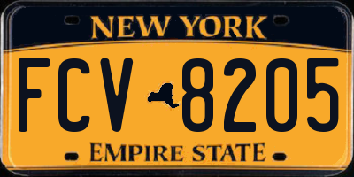 NY license plate FCV8205