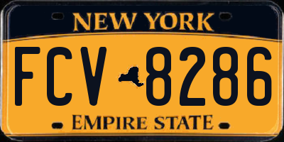 NY license plate FCV8286