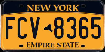 NY license plate FCV8365