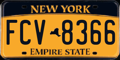NY license plate FCV8366
