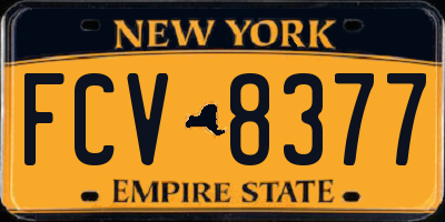 NY license plate FCV8377