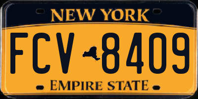 NY license plate FCV8409