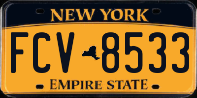 NY license plate FCV8533