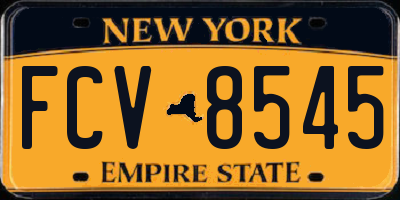 NY license plate FCV8545