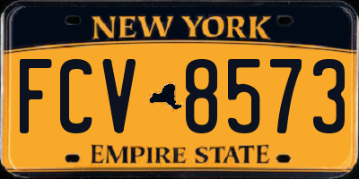 NY license plate FCV8573