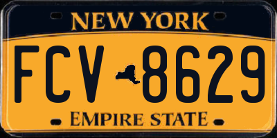 NY license plate FCV8629