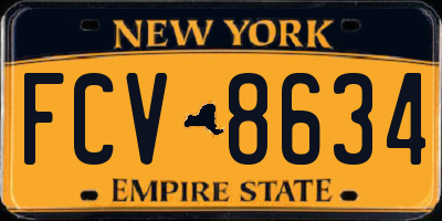 NY license plate FCV8634