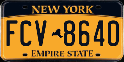 NY license plate FCV8640