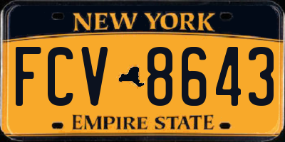 NY license plate FCV8643