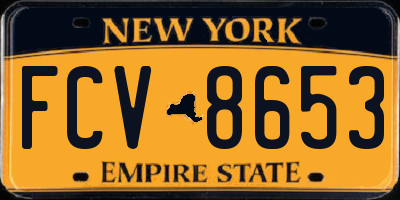 NY license plate FCV8653